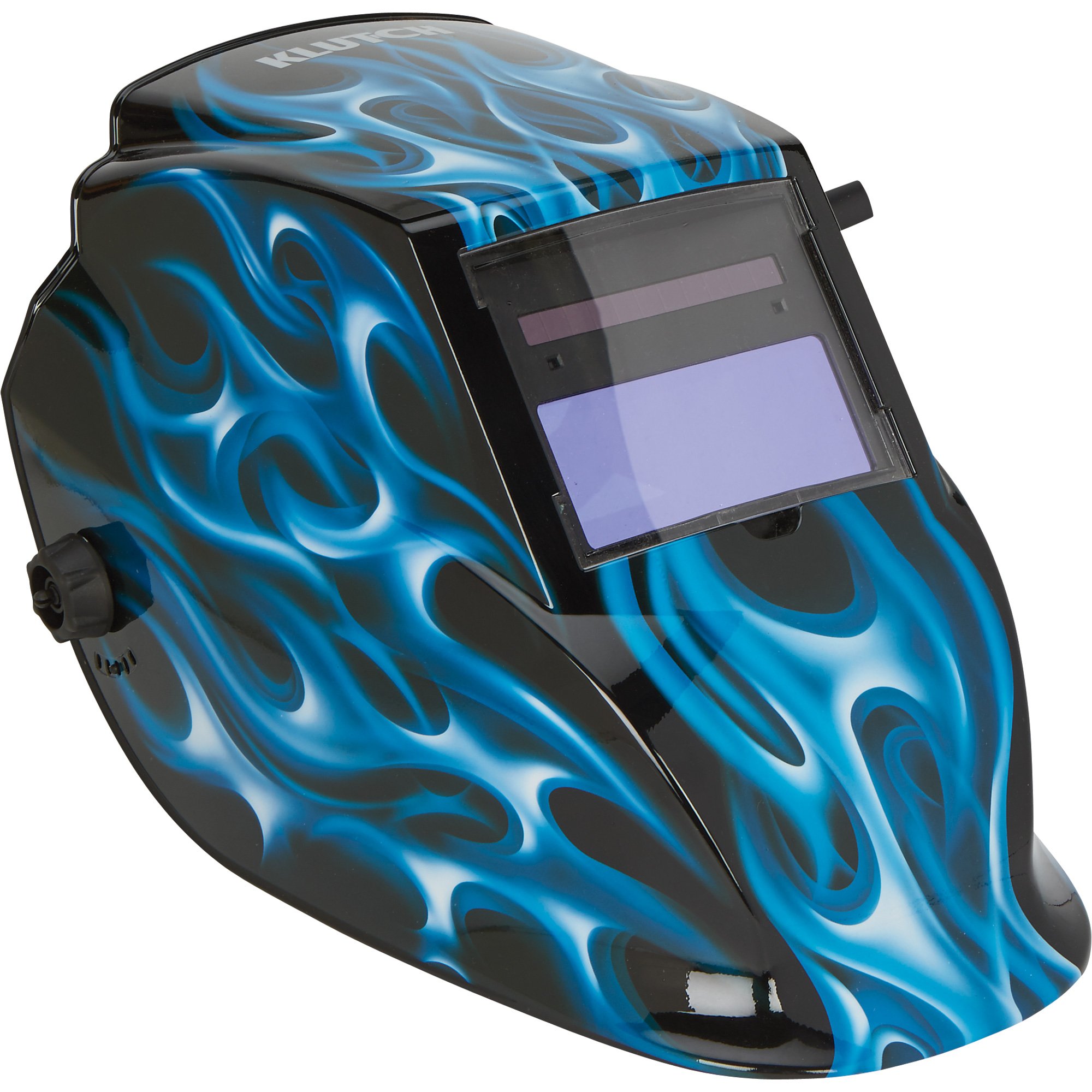 Klutch 700 Series Auto-Darkening Welding Helmet with Grind Mode — Blue Flame